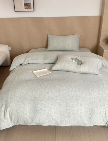 91家纺网 家纺一手货源 找家纺 淑女公社家纺 2024秋冬新款缎染双层纱四件套 松石绿