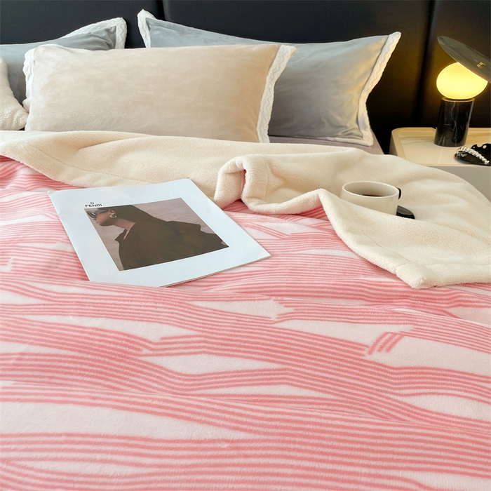 91家纺网 家纺一手货源 找家纺 凯轩毛毛毯毯子网销专供 2024新款雪绒棉四季毛毯毯子盖毛毯毯子毛毯毯子子 简约-粉