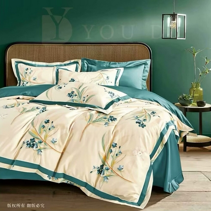 91家纺网 家纺一手货源 找家纺 （总2）未来家居 2024新款优帝100支贡缎长绒棉四件套