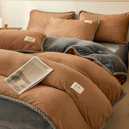 91家纺网 家纺一手货源 找家纺 （总）麦空家居 2025新款220克高克重牛奶绒包边四件套-晴天