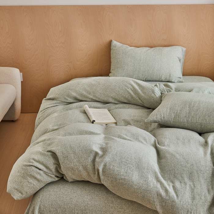 91家纺网 家纺一手货源 找家纺 淑女公社家纺 2024秋冬新款缎染双层纱四件套 松石绿