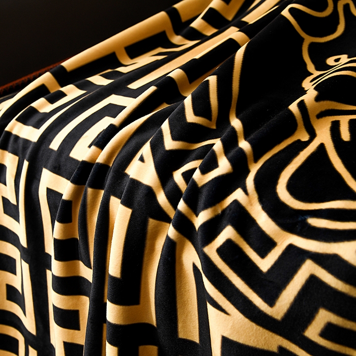 91家纺网 家纺一手货源 找家纺 爵仕 2024高档锦狐绒毛毯复合毯奢华复古绒毯爱马风格 黑范思哲