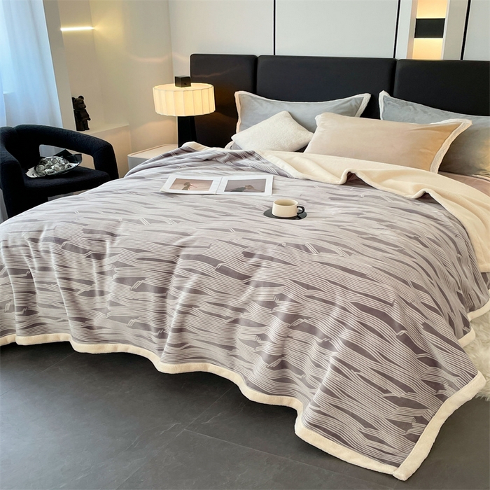 91家纺网 家纺一手货源 找家纺 凯轩毛毛毯毯子网销专供 2024新款雪绒棉四季毛毯毯子盖毛毯毯子毛毯毯子子 简约-绅士灰