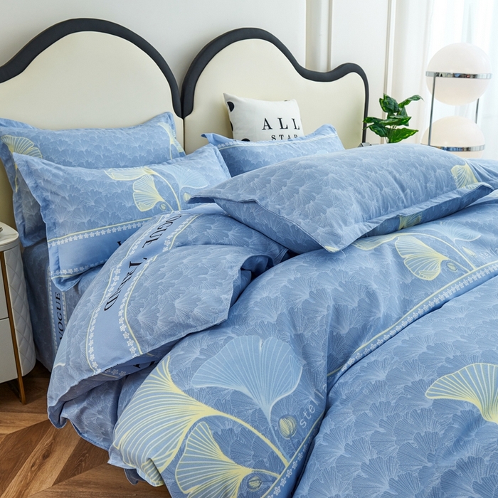 91家纺网 家纺一手货源 找家纺 鑫缘2025直播爆款印花植物羊绒加厚磨毛四件套1.2米学生三件套枫叶情-灰