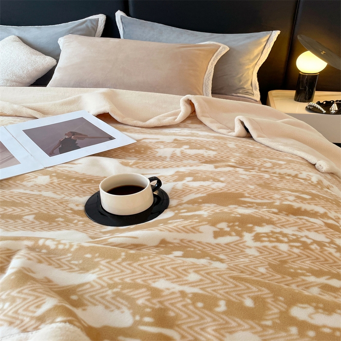 91家纺网 家纺一手货源 找家纺 凯轩毛毛毯毯子网销专供 2024新款雪绒棉四季毛毯毯子盖毛毯毯子毛毯毯子子 迷彩-米黄