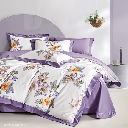 91家纺网 家纺一手货源 找家纺 （总2）未来家居 2024新款优帝100支贡缎长绒棉四件套