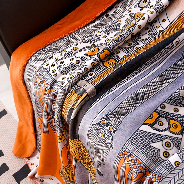 91家纺网 家纺一手货源 找家纺 爵仕 2024高档锦狐绒毛毯复合毯奢华复古绒毯爱马风格 马鞍