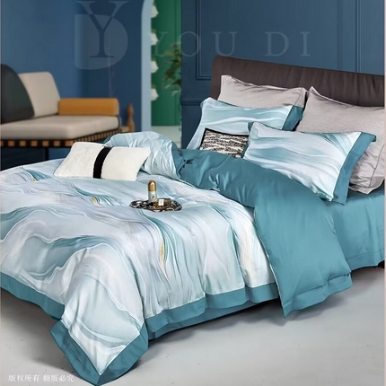 91家纺网 家纺一手货源 找家纺 （总2）未来家居 2024新款优帝100支贡缎长绒棉四件套