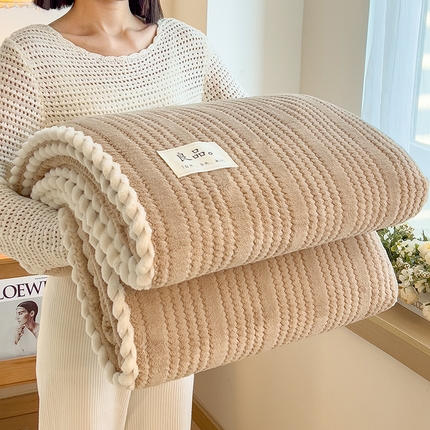 91家纺网 家纺一手货源 找家纺 世纪绒品 2025新款A类提花绒白金款多功能毛毯 白金-摩卡咖