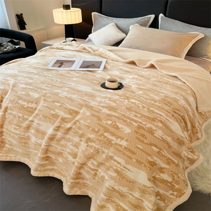 91家纺网 家纺一手货源 找家纺 凯轩毛毛毯毯子网销专供 2024新款雪绒棉四季毛毯毯子盖毛毯毯子毛毯毯子子 迷彩-米黄