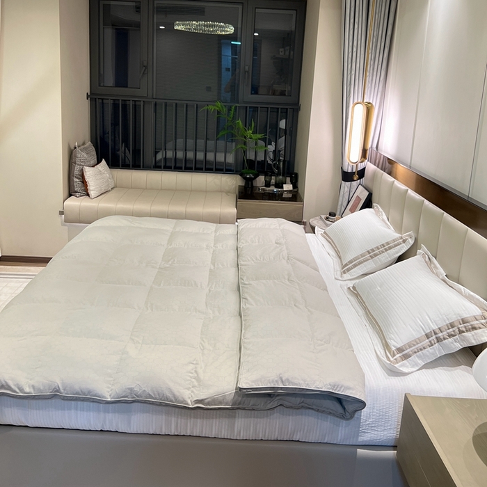 91家纺网 家纺一手货源 找家纺 静若居 2024新款方格提花双层羽绒被壳爆款推荐羽绒被壳厂家直销 西西里灰色2