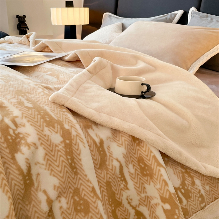 91家纺网 家纺一手货源 找家纺 凯轩毛毛毯毯子网销专供 2024新款雪绒棉四季毛毯毯子盖毛毯毯子毛毯毯子子 迷彩-米黄