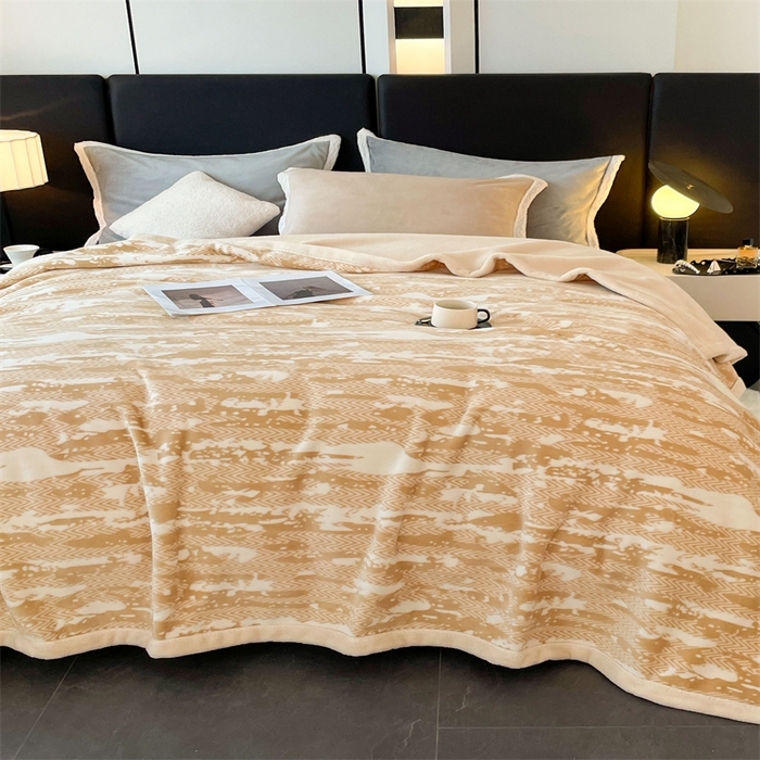 91家纺网 家纺一手货源 找家纺 凯轩毛毛毯毯子网销专供 2024新款雪绒棉四季毛毯毯子盖毛毯毯子毛毯毯子子 迷彩-米黄