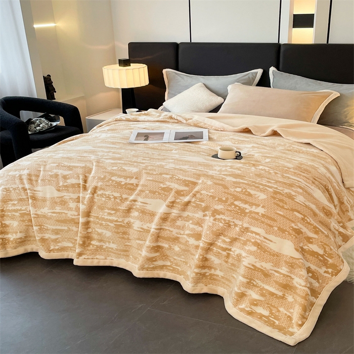 91家纺网 家纺一手货源 找家纺 凯轩毛毛毯毯子网销专供 2024新款雪绒棉四季毛毯毯子盖毛毯毯子毛毯毯子子 迷彩-米黄