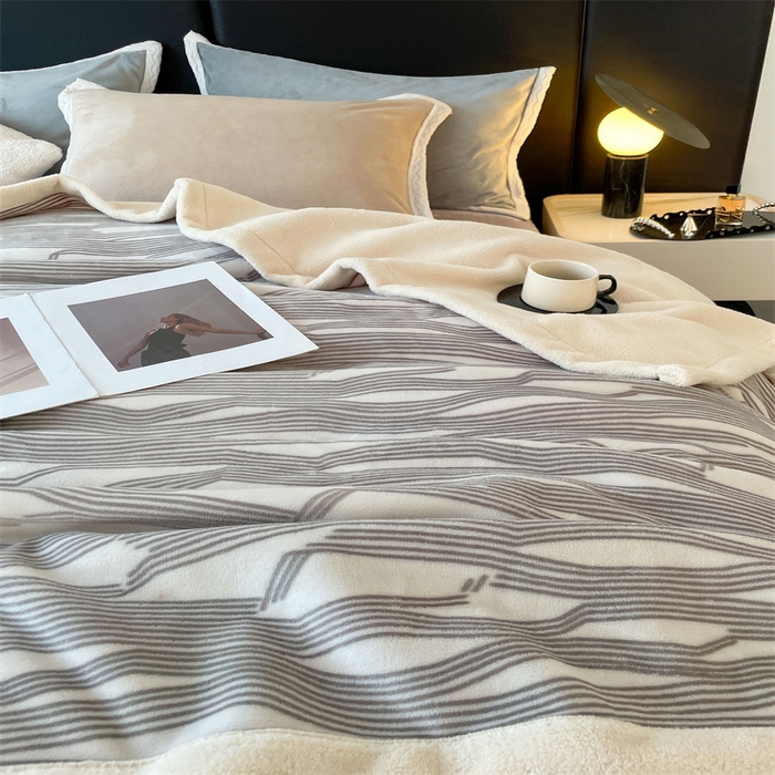 91家纺网 家纺一手货源 找家纺 凯轩毛毛毯毯子网销专供 2024新款雪绒棉四季毛毯毯子盖毛毯毯子毛毯毯子子 简约-灰