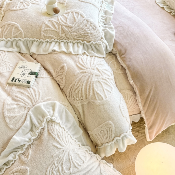 91家纺网 家纺一手货源 找家纺 （总）蝶帕家纺 2024新款舒棉绒提花塔芙绒四件套-蝶舞