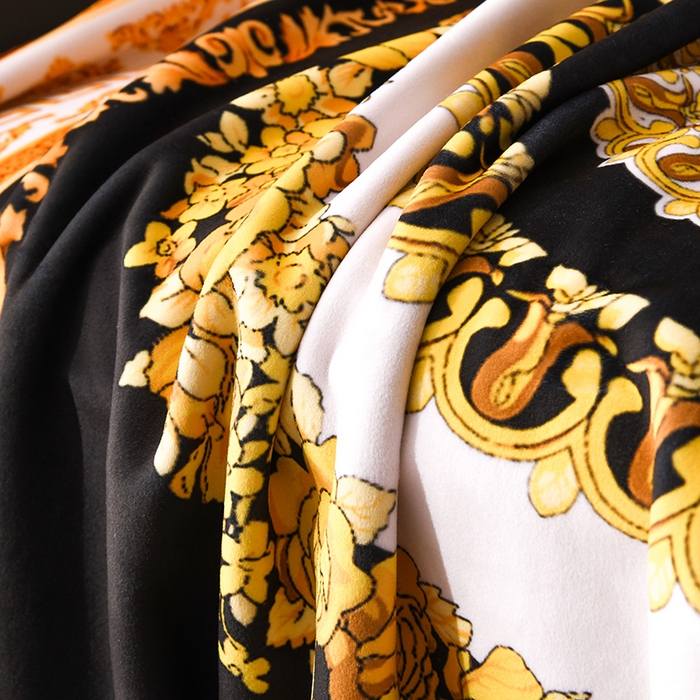 91家纺网 家纺一手货源 找家纺 爵仕 2024高档锦狐绒毛毯复合毯奢华复古绒毯爱马风格 范思哲