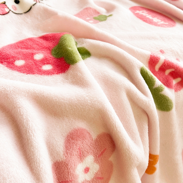 91家纺网 家纺一手货源 找家纺 千荨 2024新款多功能牛奶绒毛毯 萌兔粉