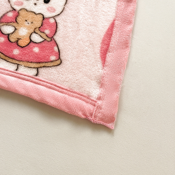 91家纺网 家纺一手货源 找家纺 千荨 2024新款多功能牛奶绒毛毯 萌兔粉