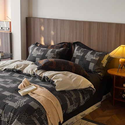 91家纺网 家纺一手货源 找家纺 （总）安莱生活 2024新款全棉纯棉A类母婴双层纱纱布压线飞边款四件套