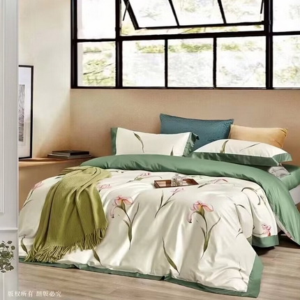 91家纺网 家纺一手货源 找家纺 （总2）未来家居 2024新款优帝100支贡缎长绒棉四件套