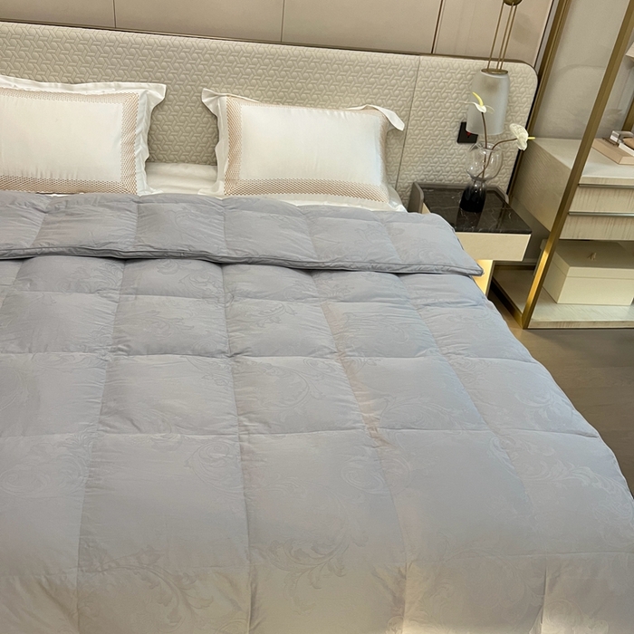 91家纺网 家纺一手货源 找家纺 静若居 2024新款双层大提花羽绒被壳不跑绒自充绒羽绒被壳厂家直销 双层凤尾灰色1