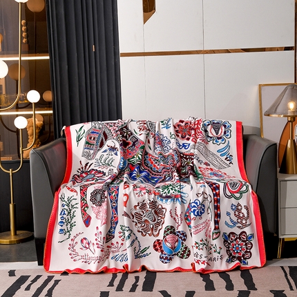 爵仕 2024高档锦狐绒毛毯复合毯奢华复古绒毯爱马风格 彩马