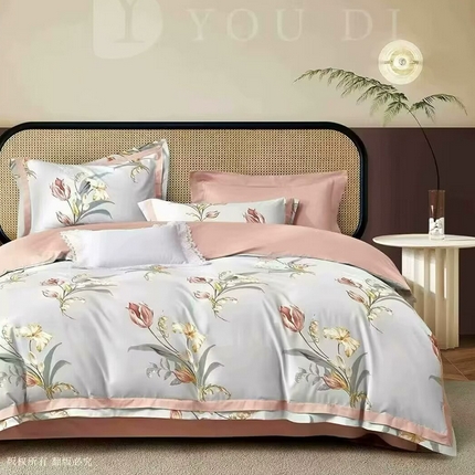 91家纺网 家纺一手货源 找家纺 （总2）未来家居 2024新款优帝100支贡缎长绒棉四件套