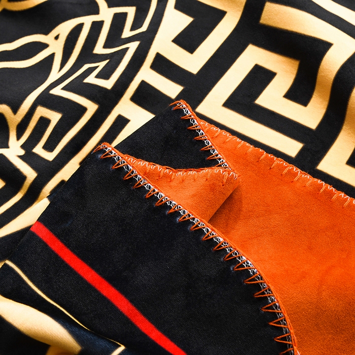 91家纺网 家纺一手货源 找家纺 爵仕 2024高档锦狐绒毛毯复合毯奢华复古绒毯爱马风格 黑范思哲