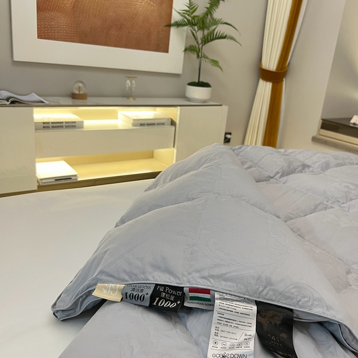 91家纺网 家纺一手货源 找家纺 静若居 2024新款双层大提花羽绒被壳不跑绒自充绒羽绒被壳厂家直销 双层凤尾灰色1