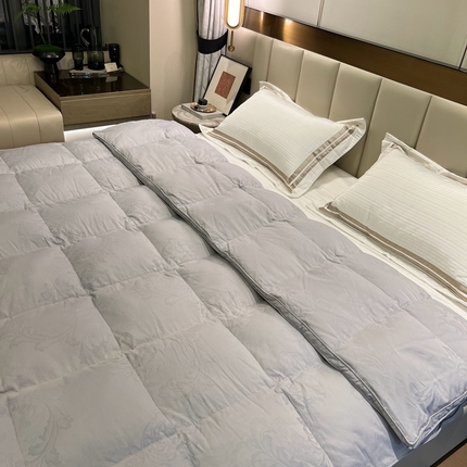 静若居 2024新款双层大提花羽绒被壳不跑绒自充绒羽绒被壳厂家直销 双层凤尾灰色2