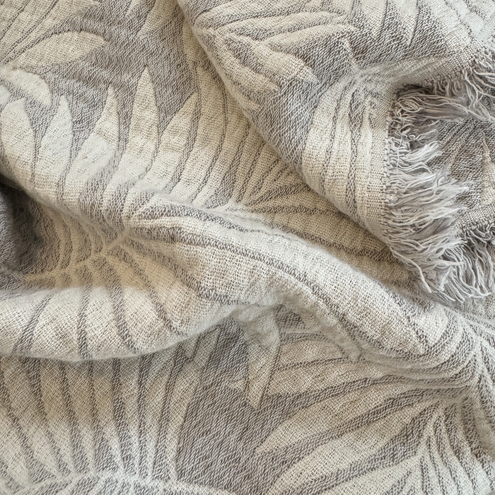 91家纺网 家纺一手货源 找家纺 淑女公社家纺 2024新款色织全棉双股提花流苏盖毯 雾蓝