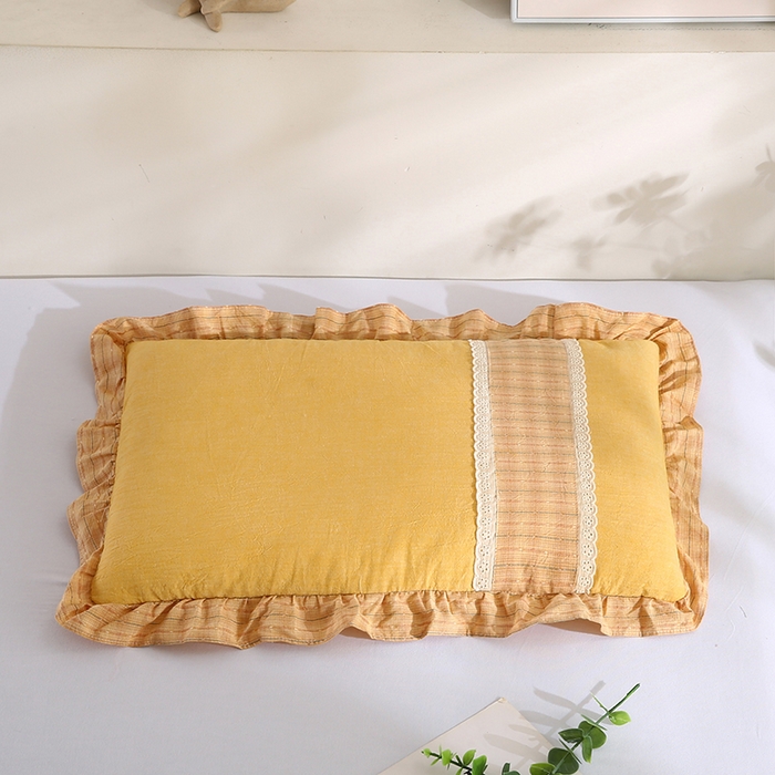 91家纺网 家纺一手货源 找家纺 （总）蔻眠 2024新款韩式荷叶边全棉荞麦枕芯护颈椎枕头