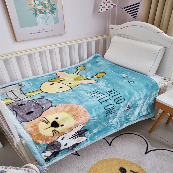 91家纺网 家纺一手货源 找家纺 凯轩毛毛毯毯子网销专供 2024新款加厚保暖儿童印花云毛毯毯子系列 团聚  蓝