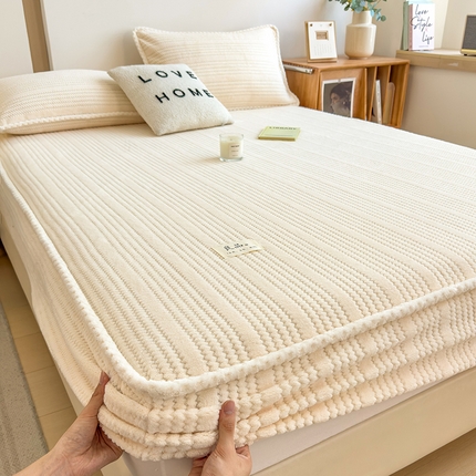 91家纺网 家纺一手货源 找家纺 （总）世纪绒品 2025新款A类提花绒白金款床笠