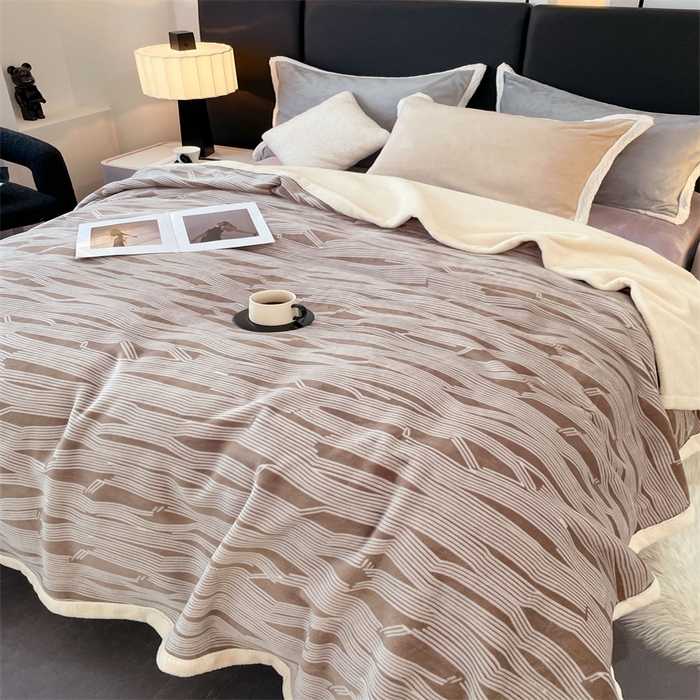 91家纺网 家纺一手货源 找家纺 凯轩毛毛毯毯子网销专供 2024新款雪绒棉四季毛毯毯子盖毛毯毯子毛毯毯子子 简约-卡其