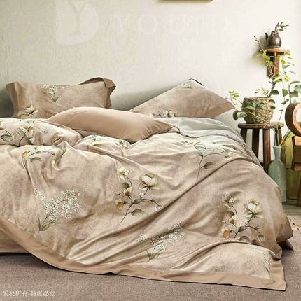 91家纺网 家纺一手货源 找家纺 （总2）未来家居 2024新款优帝100支贡缎长绒棉四件套