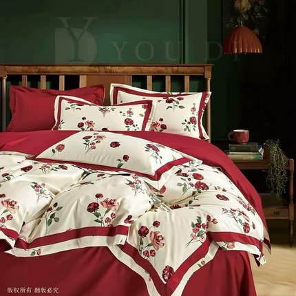 91家纺网 家纺一手货源 找家纺 （总2）未来家居 2024新款优帝100支贡缎长绒棉四件套