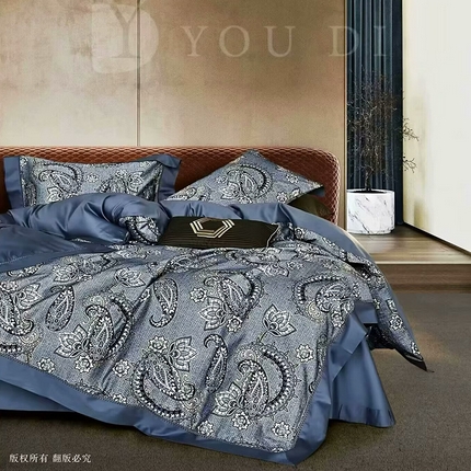 91家纺网 家纺一手货源 找家纺 （总2）未来家居 2024新款优帝100支贡缎长绒棉四件套