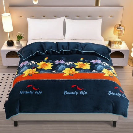 绒品荟家纺 2025新款加厚牛奶绒单被套金貂绒法莱绒冬季法兰绒高克重被罩 荷塘月色