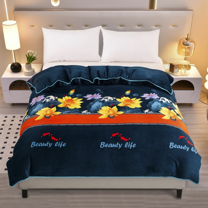 91家纺网 家纺一手货源 找家纺 绒品荟家纺 2025新款加厚牛奶绒单被套金貂绒法莱绒冬季法兰绒高克重被罩 荷塘月色