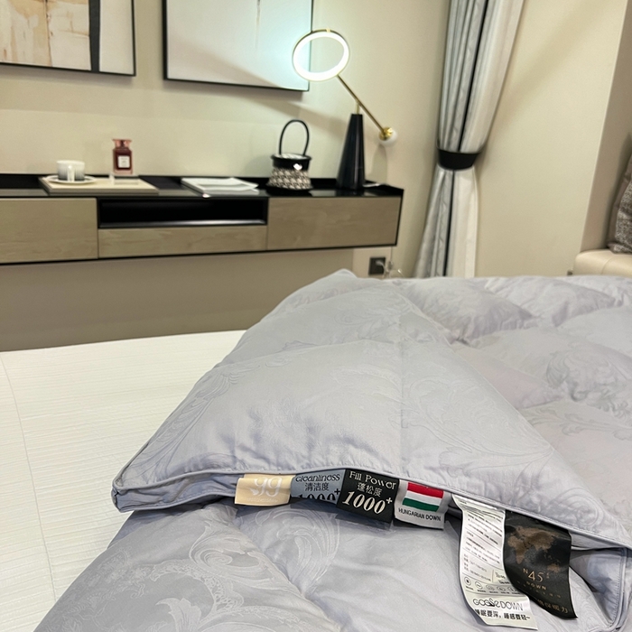 91家纺网 家纺一手货源 找家纺 静若居 2024新款双层大提花羽绒被壳不跑绒自充绒羽绒被壳厂家直销 双层凤尾灰色2