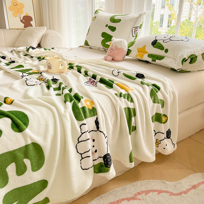 91家纺网 家纺一手货源 找家纺 千荨 2024新款多功能牛奶绒毛毯 幸运狗