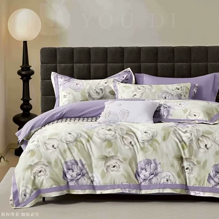 91家纺网 家纺一手货源 找家纺 （总2）未来家居 2024新款优帝100支贡缎长绒棉四件套