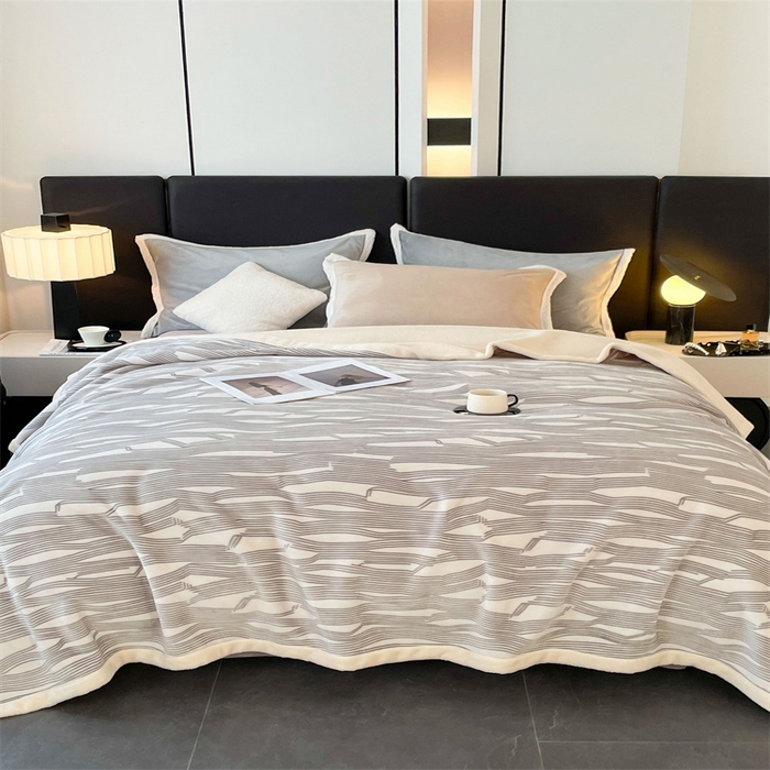 91家纺网 家纺一手货源 找家纺 凯轩毛毛毯毯子网销专供 2024新款雪绒棉四季毛毯毯子盖毛毯毯子毛毯毯子子 简约-灰