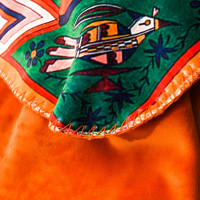 91家纺网 家纺一手货源 找家纺 爵仕 2024高档锦狐绒毛毯复合毯奢华复古绒毯爱马风格 印第安人