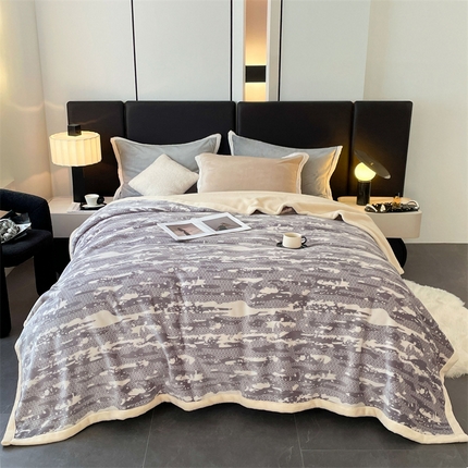 91家纺网 家纺一手货源 找家纺 凯轩毛毛毯毯子网销专供 2024新款雪绒棉四季毛毯毯子盖毛毯毯子毛毯毯子子 迷彩-灰