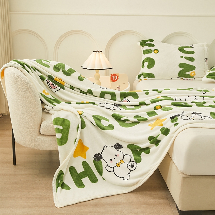 91家纺网 家纺一手货源 找家纺 千荨 2024新款多功能牛奶绒毛毯 幸运狗