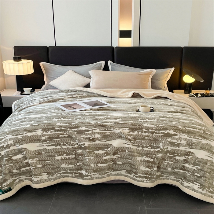 91家纺网 家纺一手货源 找家纺 凯轩毛毛毯毯子网销专供 2024新款雪绒棉四季毛毯毯子盖毛毯毯子毛毯毯子子 迷彩-卡绿