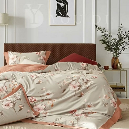 91家纺网 家纺一手货源 找家纺 （总2）未来家居 2024新款优帝100支贡缎长绒棉四件套